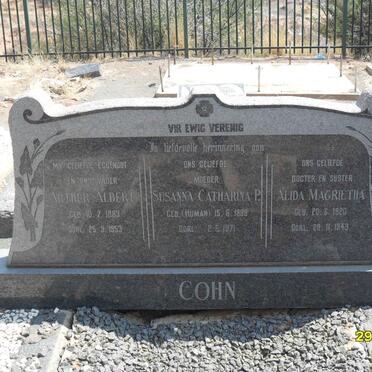 COHN Arthur Albert 1883-1953 &amp; Susanna Catharina P. HUMAN 1888-1971 :: COHN Alida Magrietha 1920-1943
