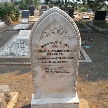 FERREIRA Maria Margretha nee BARNARD 1860-1925