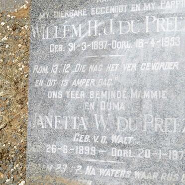 PREEZ Willem H.J., du 1897-1953 &amp; Janetta W. V.D. WALT 1899-1973