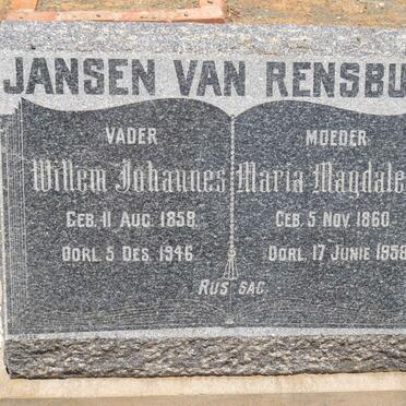 RENSBURG Willem Johannes, Jansen van 1858-1946 &amp; Maria Magdalena 1860-1958