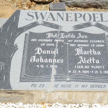 SWANEPOEL Daniel Johannes 1926- &amp; Martha Aletta DU PLOOY 1924-1986