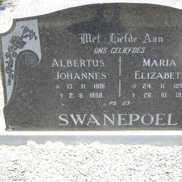 SWANEPOEL Albertus Johannes 1891-1958 &amp; Maria Elizabeth 1891-1977