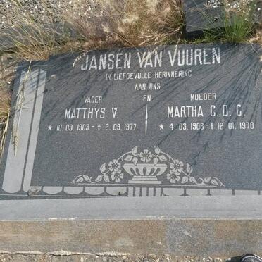 VUUREN Matthys V., Jansen van 1903-1977 &amp; Martha C.D.C. 1908-1978