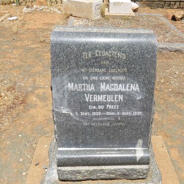 VERMEULEN Martha Magdalena nee DU PREEZ 1906-1942