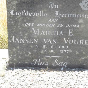VUUREN Martha E., Jansen van 1883-1977