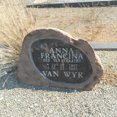 WYK Anna Francina, van nee VAN STRAATEN 1907-1997