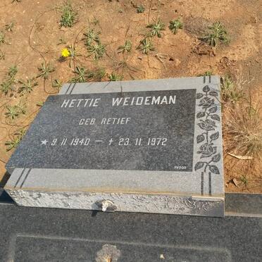 WEIDEMAN Hettie nee RETIEF 1940-1972