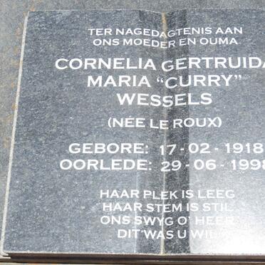 WESSELS Cornelia Gertruida Maria nee LE ROUX 1918-1998