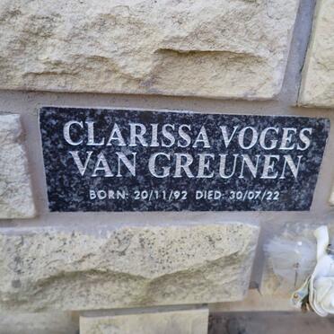 GREUNEN Clarissa Voges, van 1992-1922