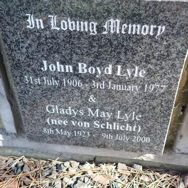 LYLE John Boyd 1906-1977 &amp; Gladys May VON SCHLICHT 1923-2000