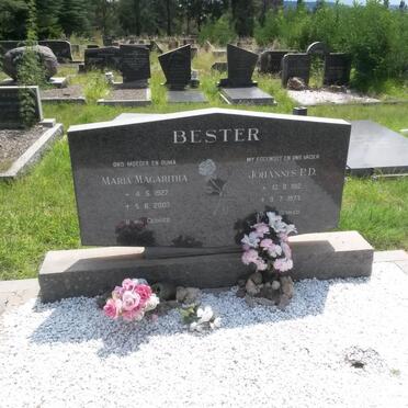 BESTER Johannes P.D. 1912-1978 &amp; Maria Magaritha 1927-2007