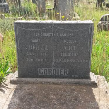 CORDIER Jurie J.J. 1883-1918 &amp; Alice DE BEER 1894-1936