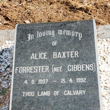 FORRESTER Alice Baxter nee GIBBENS 1897-1992