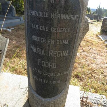 FOORD Maria Regina nee V. RENSBURG 1885-1970