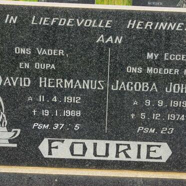 FOURIE David Hermanus 1912-1988 &amp; Jacoba Johanna 1919-1974
