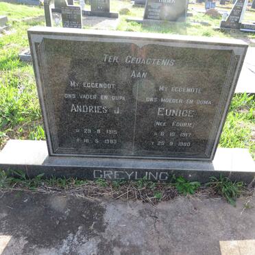 GREYLING Andries J. 1915-1983 & Eunice FOURIE 1917-1980