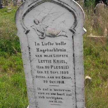 KRIEL Lettie nee DU PLESSIS 1895-1918