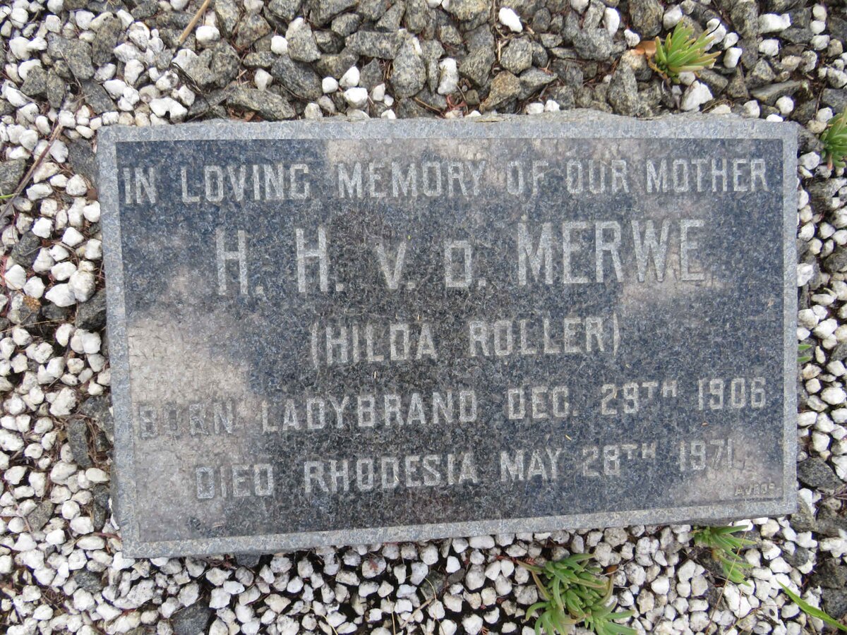 MERWE H.H., v.d. nee ROLLER 1906-1971