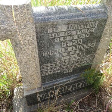 NIEKERK Cornelis Frederick, van 1919-1950