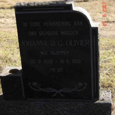 OLIVIER Johanna D.G. nee KLOPPER 1888-1965