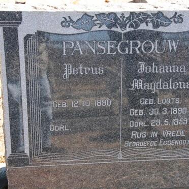 PANSEGROUW Petrus 1890- & Johanna Magdalena LOOTS 1890-1959