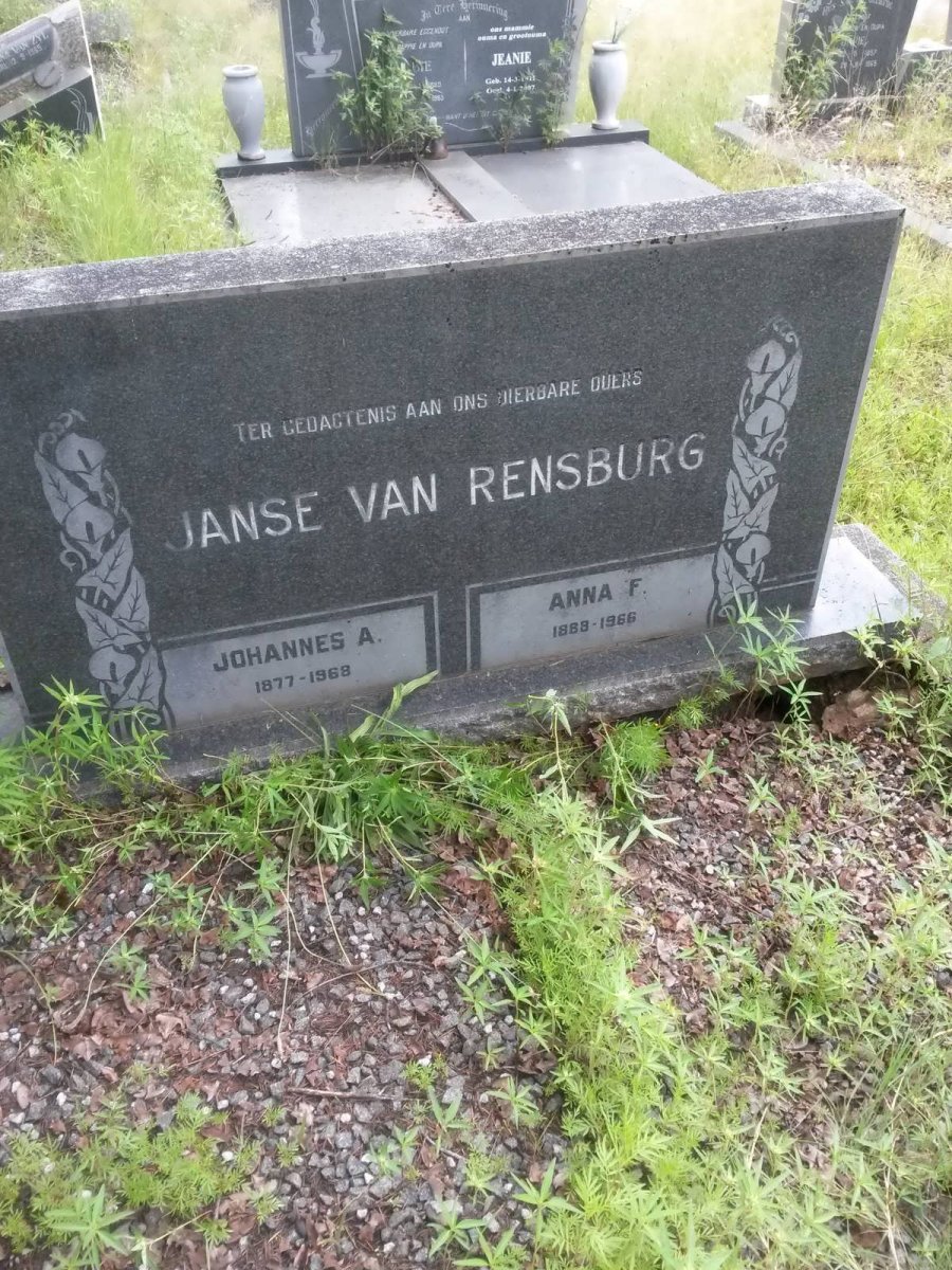 RENSBURG Johannes A., Janse van 1877-1969 & Anna F. 1883-1966