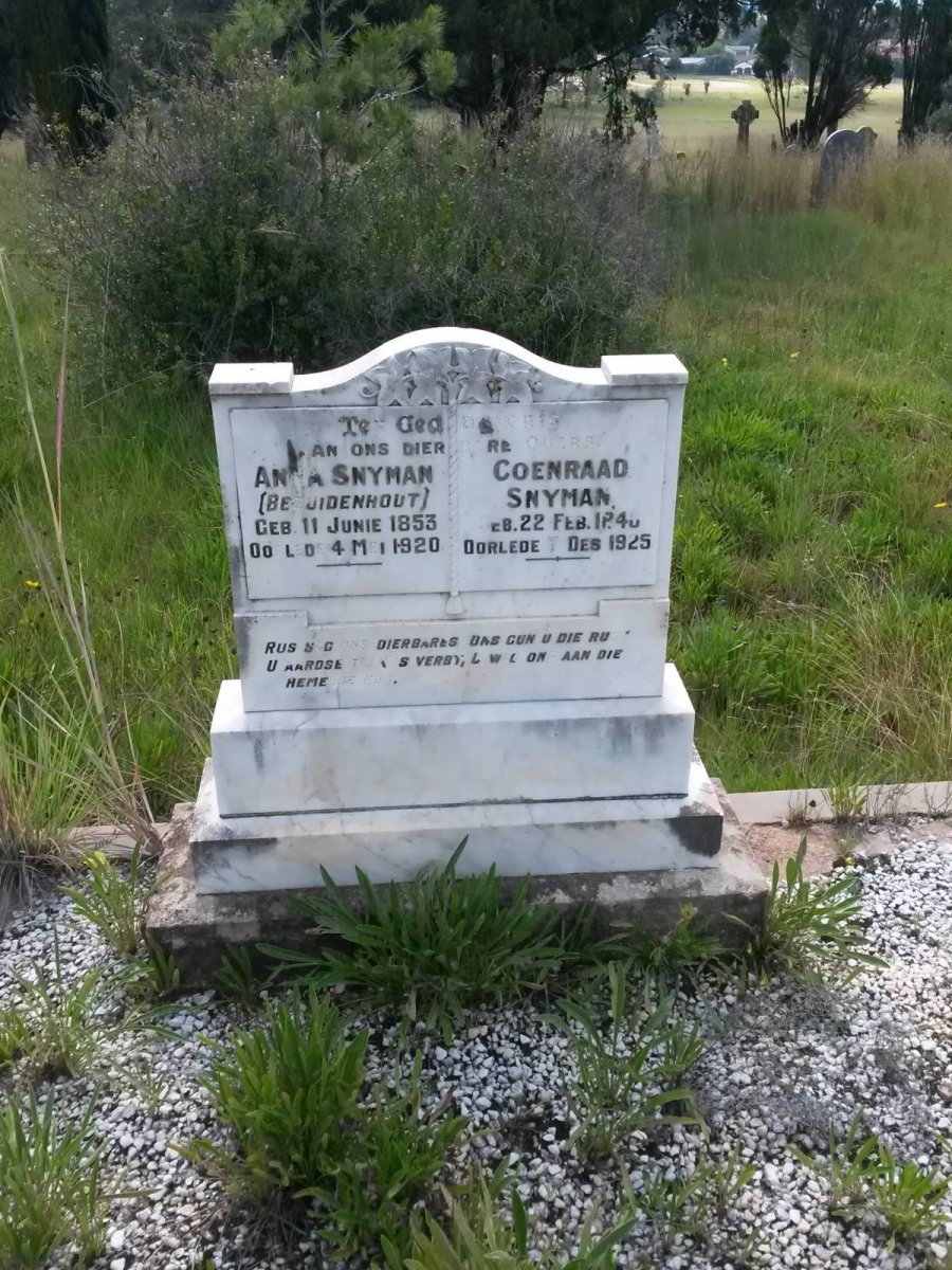 SNYMAN Coenraad 1848-1925 & Anna BEZUIDENHOUT 1853-1920