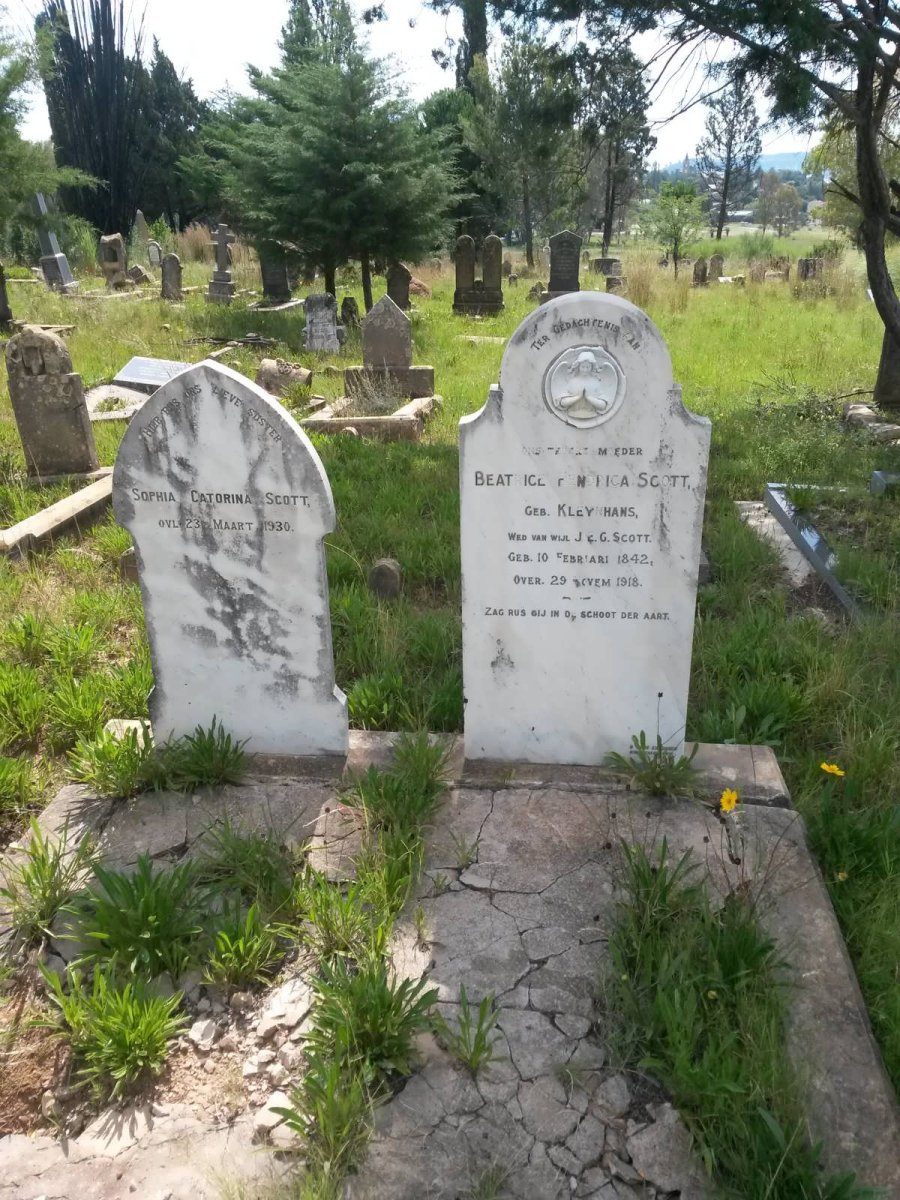 SCOTT Sophia Catorina -1930 :: SCOTT Beatrice Hendrica nee KLEYNHANS 1842-1918