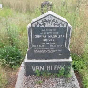 SNYMAN Hendrina Magdalena Snyman nee VAN BLERK 1865-1941