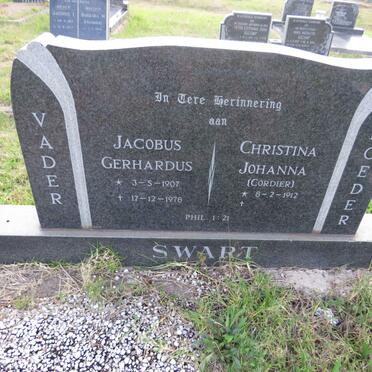 SWART Jacobus Gerhardus 1907-1978 & Christina Johanna CORDIER 1912-
