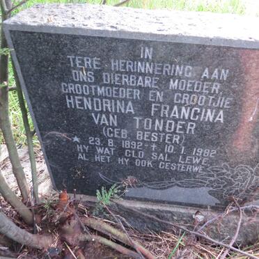 TONDER Hendrina Francina, van nee BESTER 1892-1982