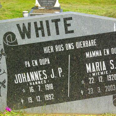 WHITE Johannes J.P. 1918-1992 &amp; Maria S. 1920-2003