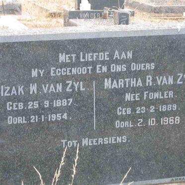 ZYL Izak W., van 1887-1954 &amp; Martha R. FOWLER 1889-1968