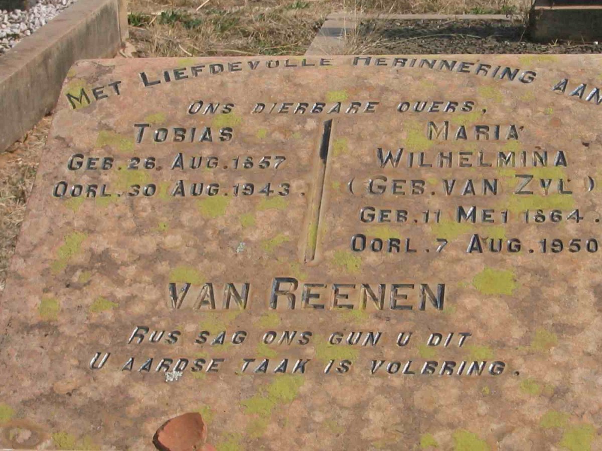 REENEN Tobias, van 1857-1943 &amp; Maria Wilhelmina VAN ZYL 1864-1950