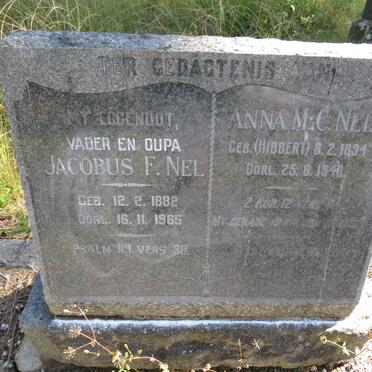 NEL Jacobus F. 1882-1965 &amp; Anna M.C. HIBBERT 1894-1948