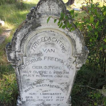 NEL Jacobus Fredrik 1849-1916 &amp; Maria Magdalena LOMBAARDT 1856-1937