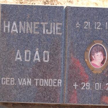 ADAO Hannetjie nee VAN TONDER 1946-2001