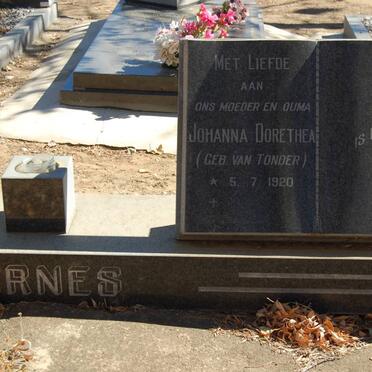 BARNES Ernest 1922-1989 &amp; Johanna Dorethea VAN TONDER 1920-