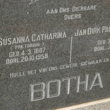 BOTHA Jan Dirk Paulus Petrus 1886-1962 &amp; Susanna Catharina PRETORIUS 1887-1958