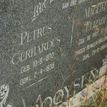BOOYSEN Petrus Gerhardus 1870-1935 &amp; Magdalena Elizabeth DE WET 1876-1954