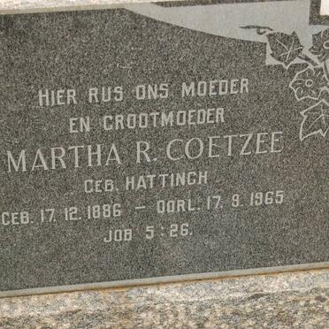 COETZEE Martha R. nee HATTINGH 1886-1965
