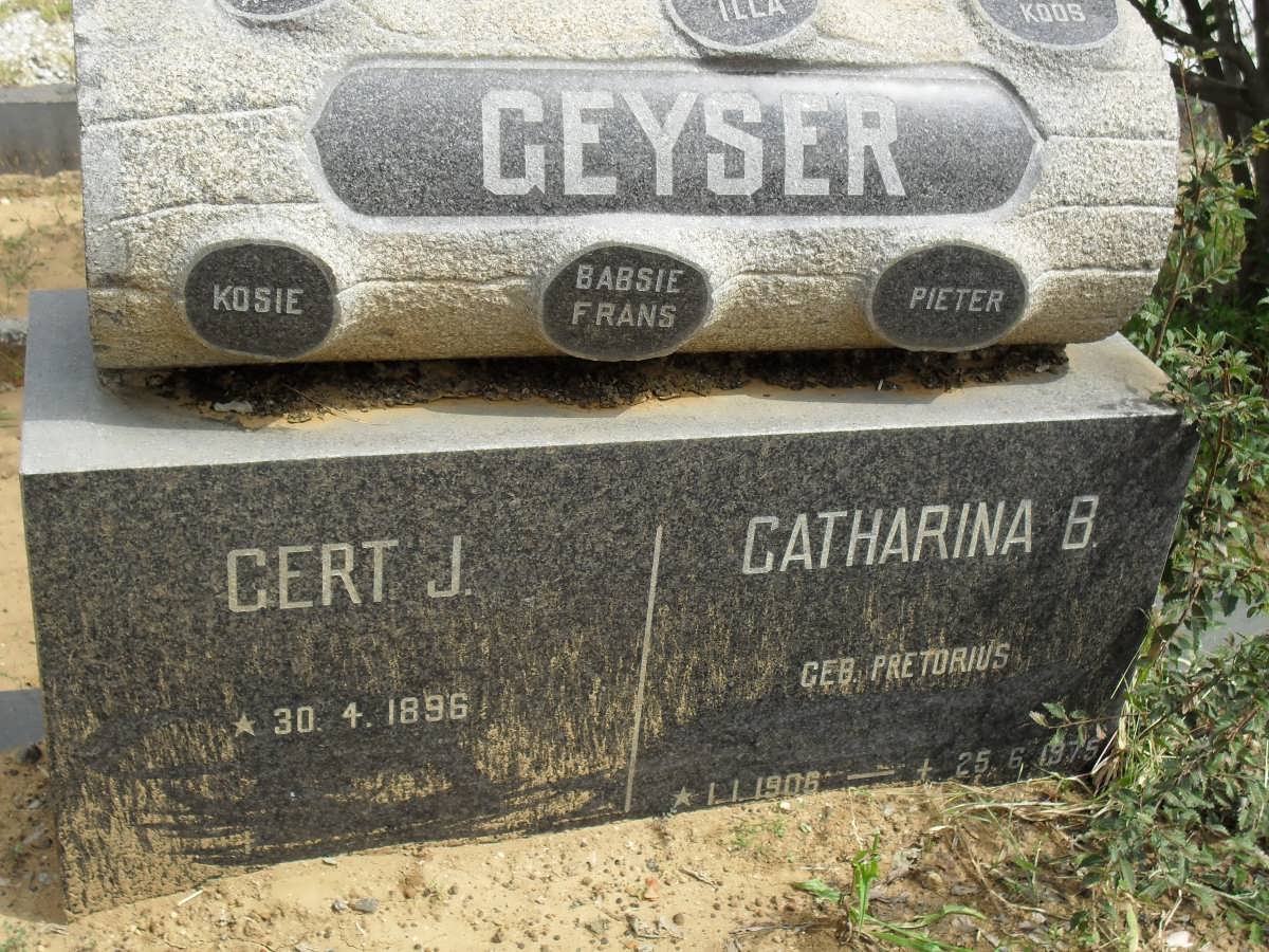 GEYSER Gert J. 1896- &amp; Catharina B. PRETORIUS 1906-1975