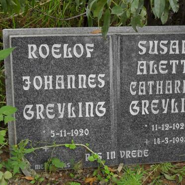 GREYLING Roelof Johannes 1920- &amp; Susara Aletta Catharina 1920-1998