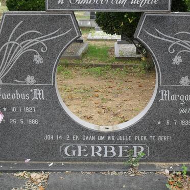 GERBER Jacobus M. 1927-1986 &amp; Margaretha M. HATTINGH 1935-