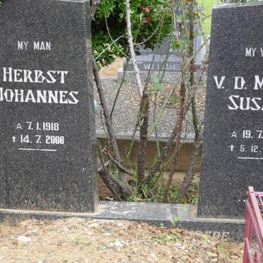 HERBST Johannes 1918-2008 &amp; Susare V.D. MERWE 1916-1976