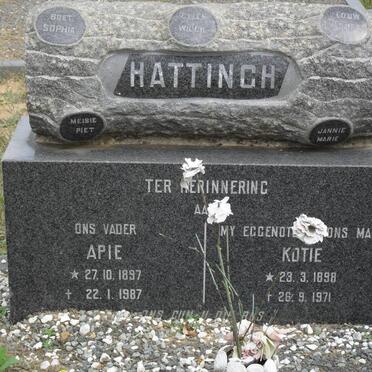 HATTINGH Apie 1897-1987 &amp; Kotie 1898-1971