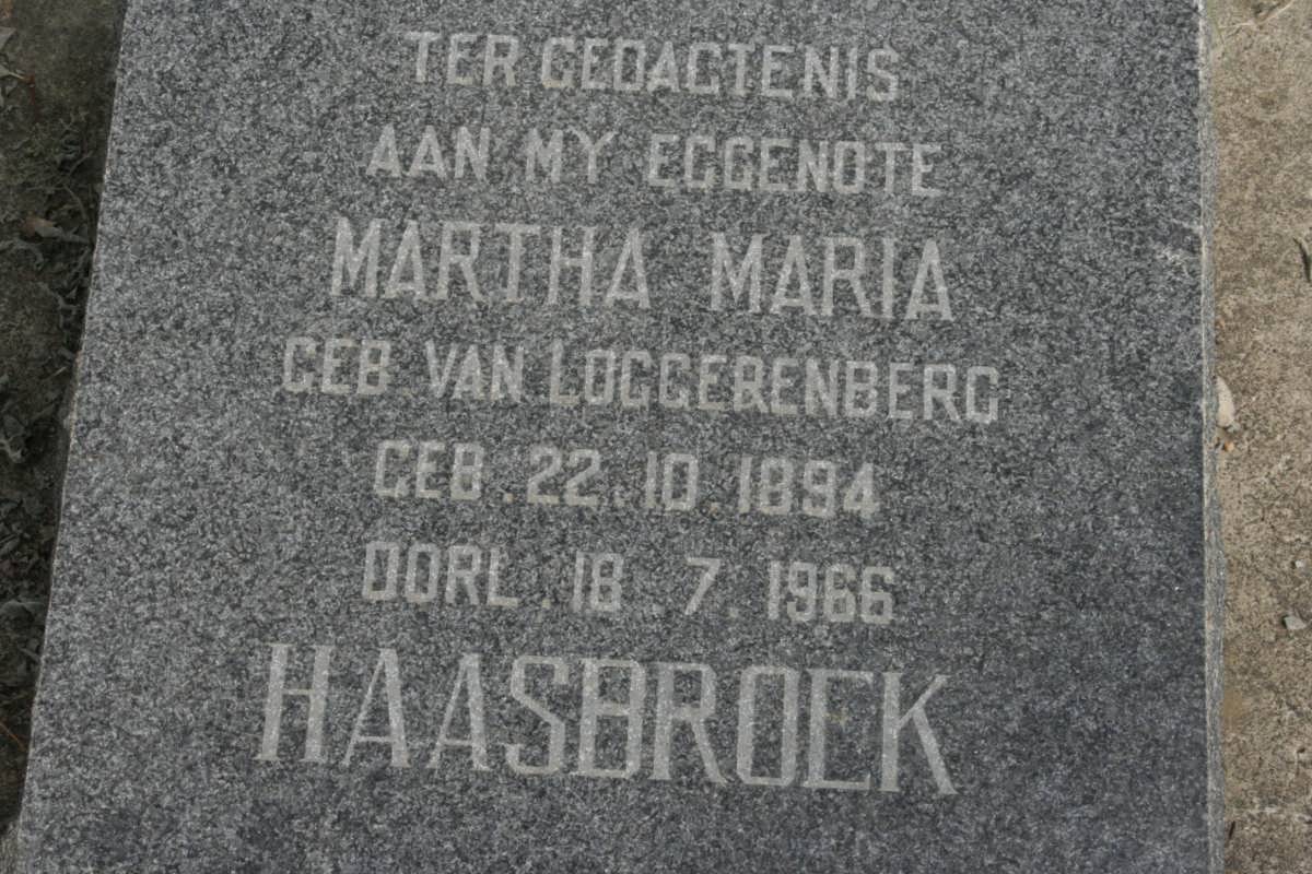 HAASBROEK Martha Maria nee VAN LOGGERENBERG 1894-1966