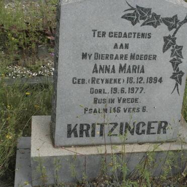 KRITZINGER Anna Maria nee REYNEKE 1894-1977