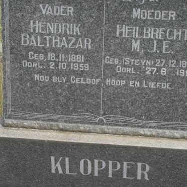 KLOPPER Hendrik Balthazar 1881-1959 &amp; Heilbrecht M.J.E. STEYN 1884-1965