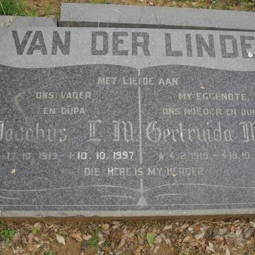 LINDE Jacobus L.M., van der 1913-1997 &amp; Gertruida M.M. 1915-198?